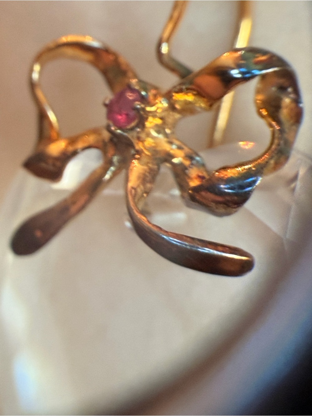 LENOX Crystal and Ruby 925 Pendant on 14k Gold Filled Chain - Picture 8 of 9